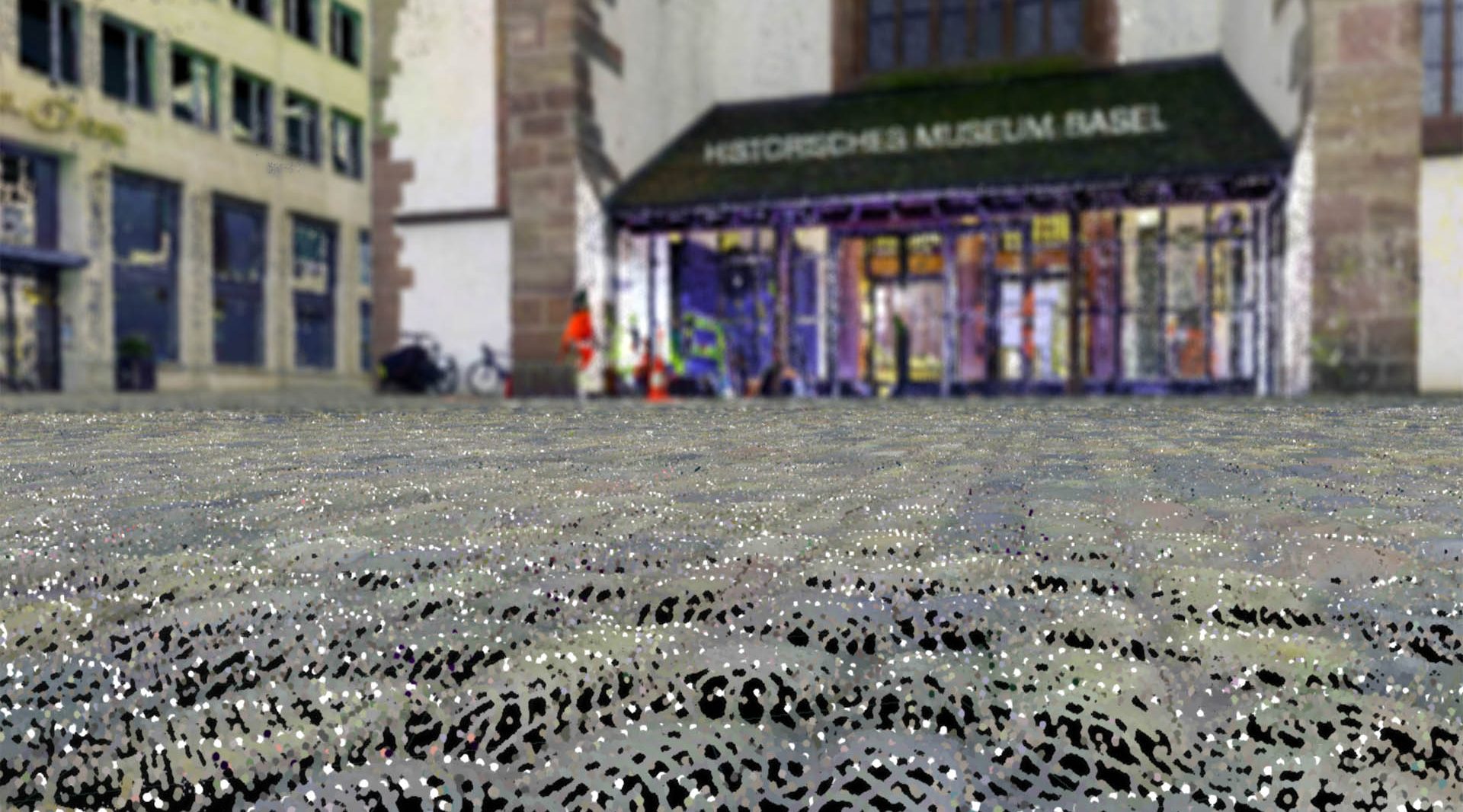 Der Barfüsserplatz in Basel als Punktwolke nach der Vermessung.