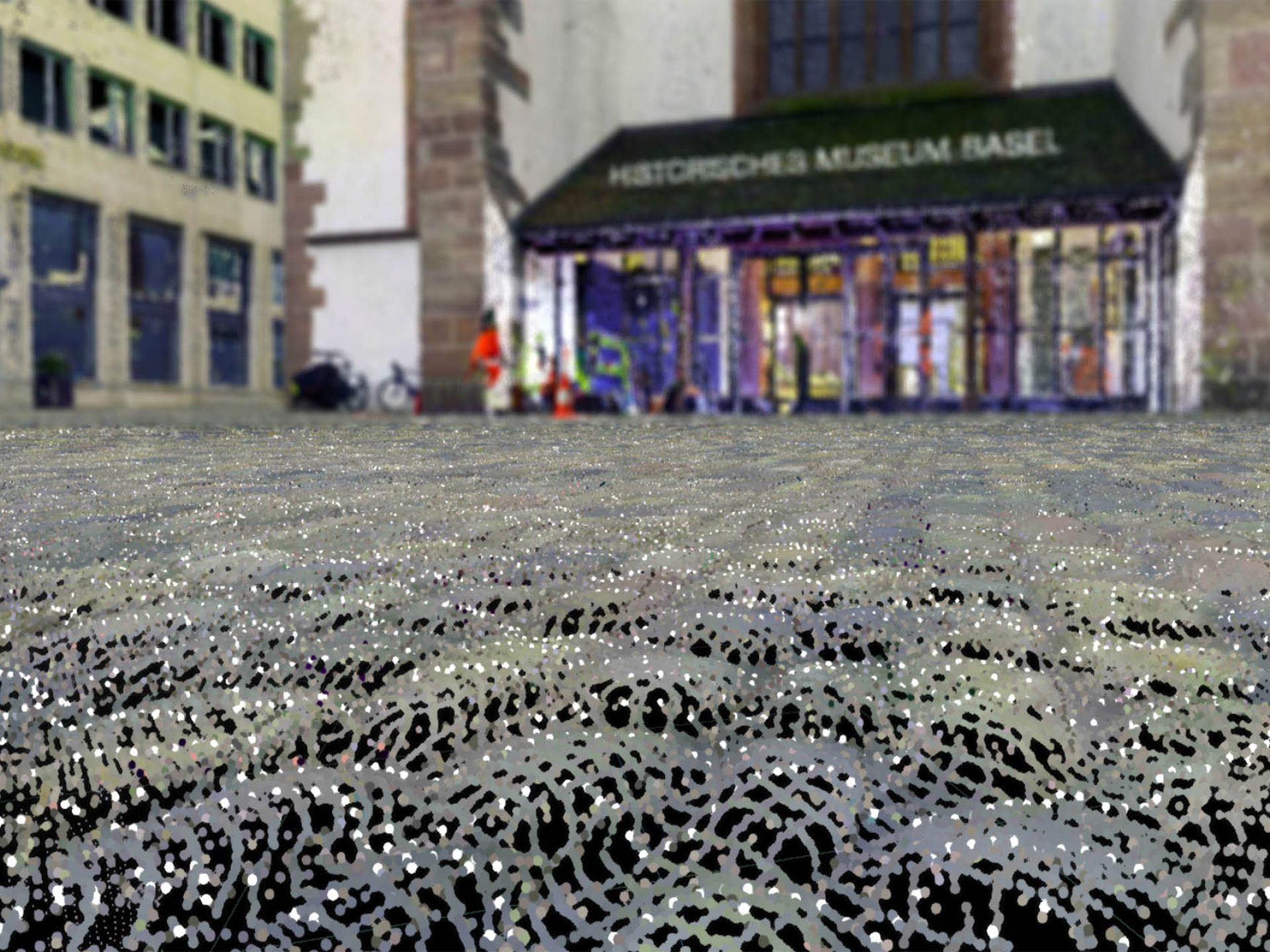 Der Barfüsserplatz in Basel als Punktwolke nach der Vermessung.