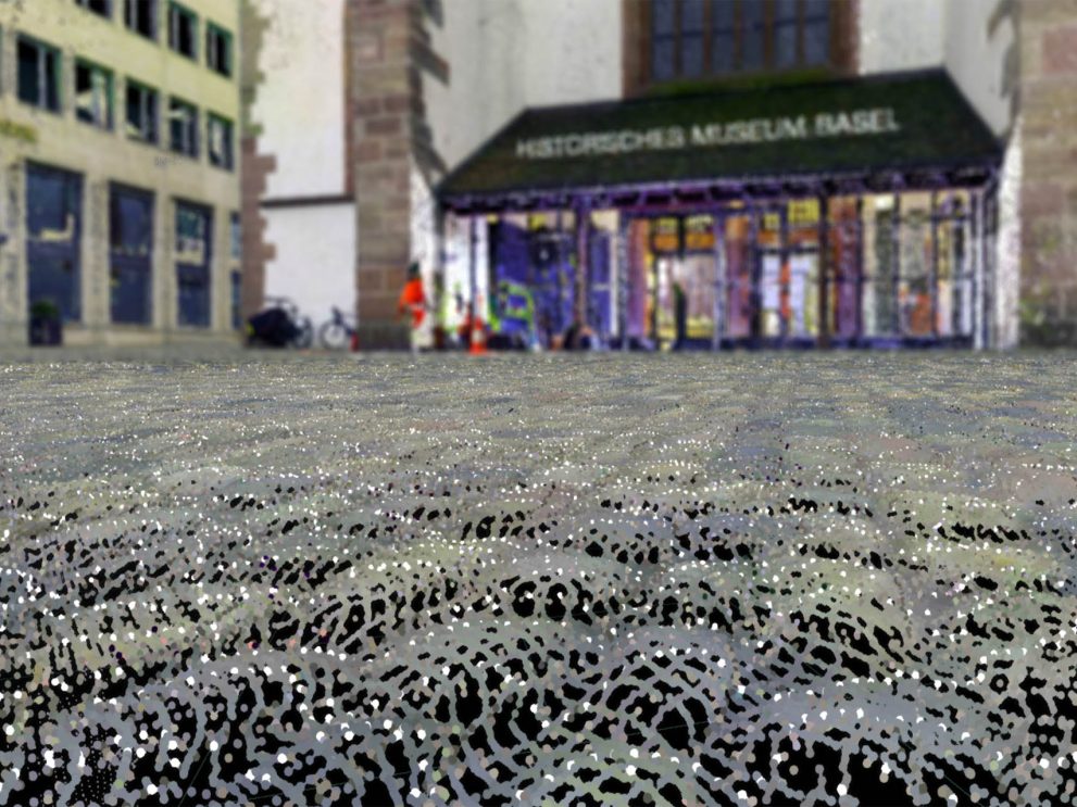 Der Barfüsserplatz in Basel als Punktwolke nach der Vermessung.